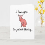 スフィンクス猫好きヘアレスの猫オーナースフィンクスガール カード (黄色い花)