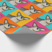 スフィンクス猫忍者ポップ・アートのアートスクウェアギフト ラッピングペーパー (角)