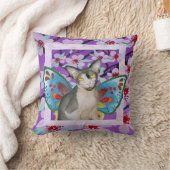 スフィンクス猫忍者妖精パープルフラワー クッション (ブランケット)