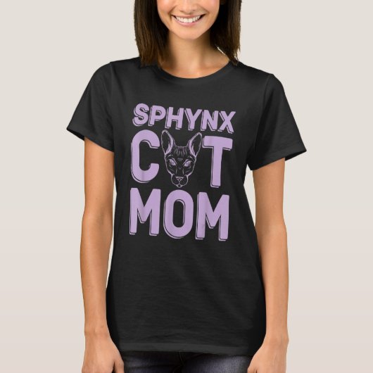 スフィンクス猫母スフィンクス毛抜き猫種 Tシャツ (正面)