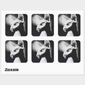 スフィンクス猫白黒コントラストヘアレス子猫アート スクエアシール (シート)