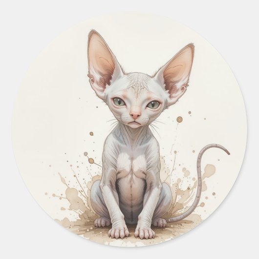 スフィンクス猫 子猫 ペット 動物 かわいい ラウンドシール (正面)