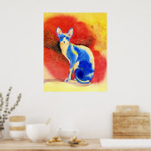 スフィンクス猫#1プリント ポスター (キッチン)