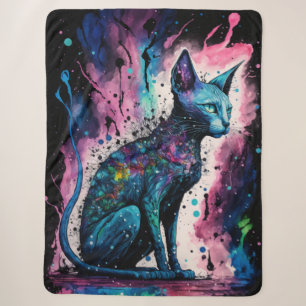 スフィンクス猫Iオリジナルアート シェルパブランケット