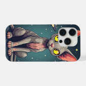 スフィンクス猫UFO宇宙キャラクターアート iPhoneケース (裏面横)