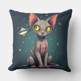 スフィンクス猫UFO宇宙風刺画アート クッション