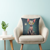 スフィンクス猫UFO宇宙風刺画アート クッション (椅子)