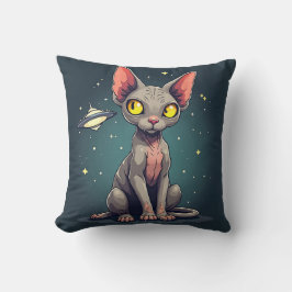 スフィンクス猫UFO宇宙風刺画アート クッション