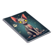 スフィンクス猫UFO宇宙風刺画アート ノートブック (右側)