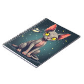 スフィンクス猫UFO宇宙風刺画アート ノートブック (左側)