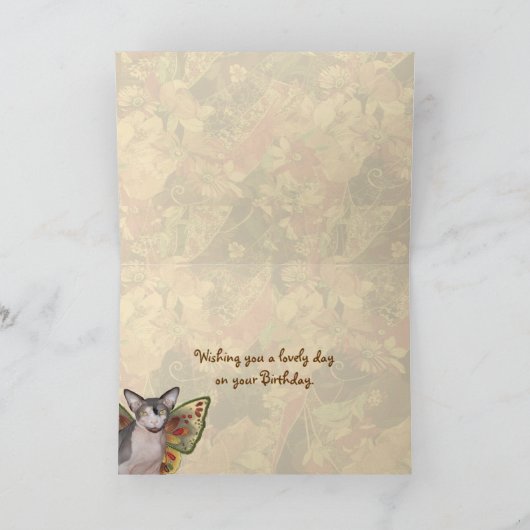 スフィンクス誕生日ガールキャットフェアリ カード (内部)