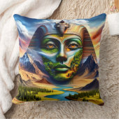 スフィンクス顔オンザランドスケープ装飾用クッション クッション (ブランケット)