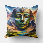 スフィンクス顔オンザランドスケープ装飾用クッション クッション (正面)