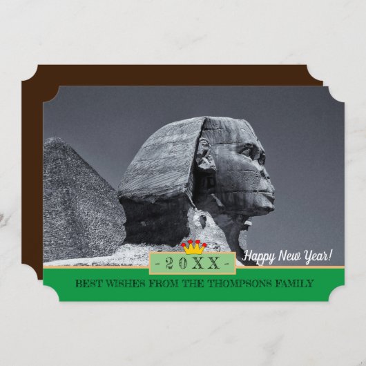 スフィンクス、カイロ、新年おめでとう!カード/エジプト シーズンカード (正面/裏面)