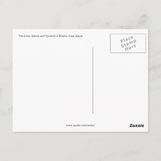 スフィンクス・カフレーエジプト ポストカード (裏面)