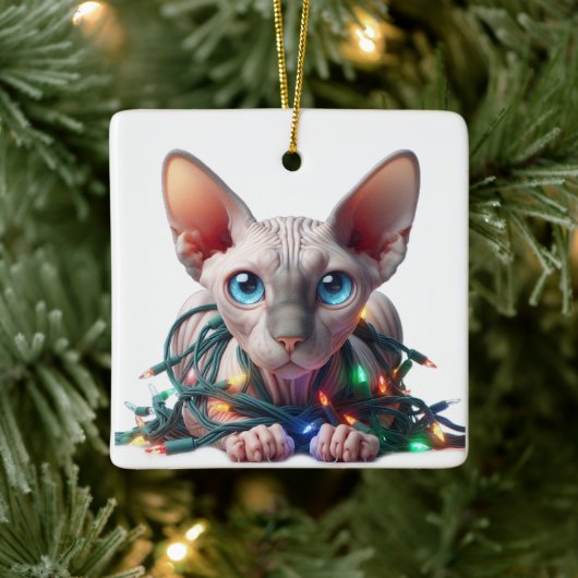 スフィンクス 猫 クリスマス セラミックオーナメント (ツリー)