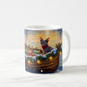 スフィンクス 猫 クリスマス ボート 冬の休日 コーヒーマグカップ (正面右)
