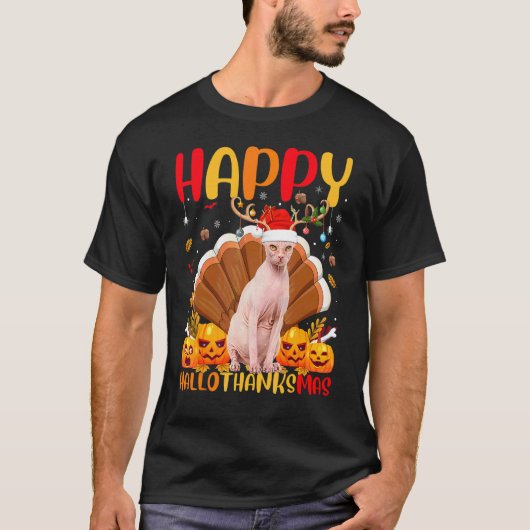 スフィンクス 猫 ハッピー スフィンクス 猫 Hello Thanksgiving Tシャツ (正面)