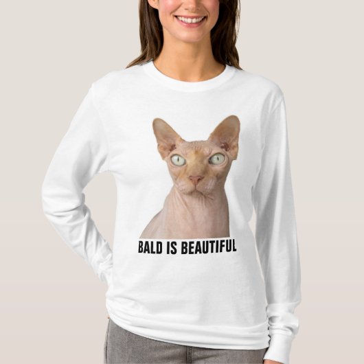 スフィンクス 髪なし猫 面白いTシャツ Tシャツ (正面)