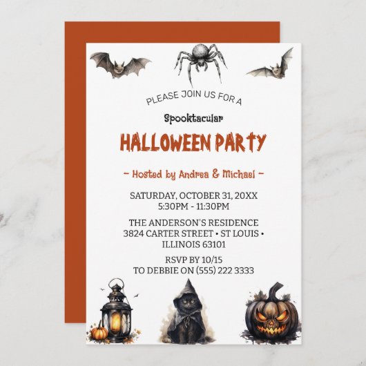 スプオクタキュラーフルムーンハロウィーン怖いパーティー 招待状 (正面/裏面)