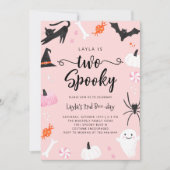 スプキーなピンクのハロウィーン誕生日パーティー2 招待状 (正面)