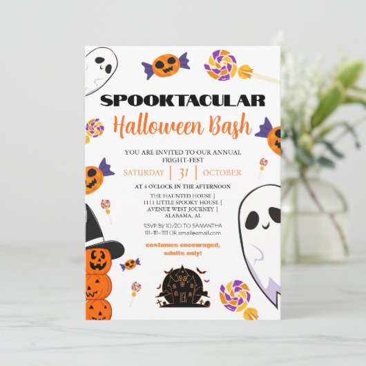 スプキー幽霊のよく出るブハウスハロウィーンbashパーティー 招待状 (スタンド正面)