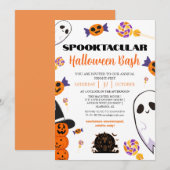 スプキー幽霊のよく出るブハウスハロウィーンbashパーティー 招待状 (正面/裏面)