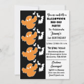 スプクトカキュラハロウィーンこうもりグールズブー1st誕生日 招待状 (正面)