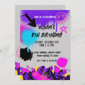 スプグランジレイ絵を描グラフィティ誕生日招待状 招待状 (正面/裏面)