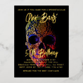 スプコクタキュラーフィフティフス50誕生日ハロウィーン 箔招待状ポストカード (正面)