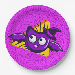 スプタキュラーコウモリハロウィンプレート - 紫 ペーパープレート