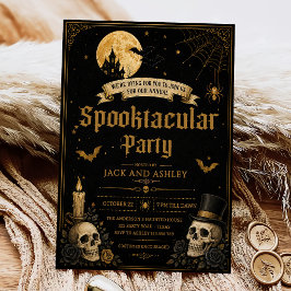 スプタキュラー大人ハロウィンパーティー ヴィンテージ スカル 招待状