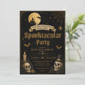 スプタキュラー大人ハロウィンパーティー ヴィンテージ スカル 招待状 (スタンド正面)