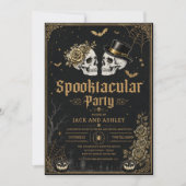 スプタキュラー大人ハロウィンパーティー ヴィンテージ スカル 招待状 (正面)