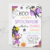 スプタクラパープルピンクハロウィン誕生日 招待状 (正面)
