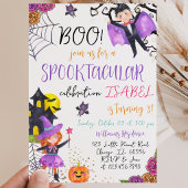 スプタクラパープルピンクハロウィン誕生日 招待状
