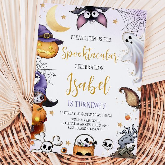 スプタクラー・パープル・ハロウィン・バースデー 招待状
