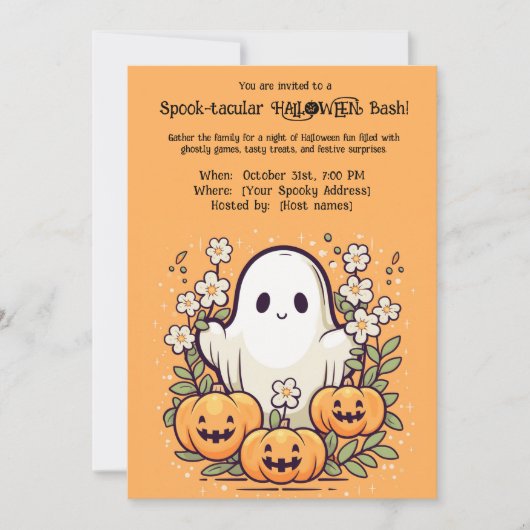 スプックの手の込んだハロウィーンのバッシュ! 招待状 (正面)