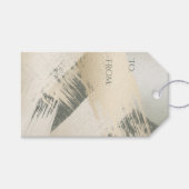 スプモダンルースグリーン上のブラシストローク金ゴールド ギフトタグ (正面(横))