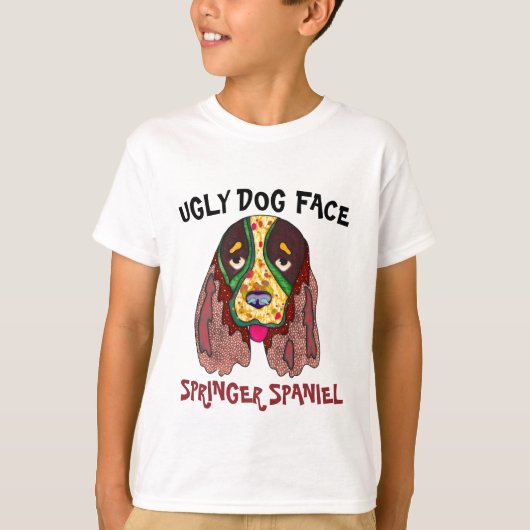 スプユニークリンガースパニエル犬醜い犬の顔Tシャツ Tシャツ (正面)