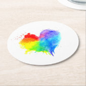 スプラタートレインボーハートコースター ラウンドペーパーコースター (アングル)