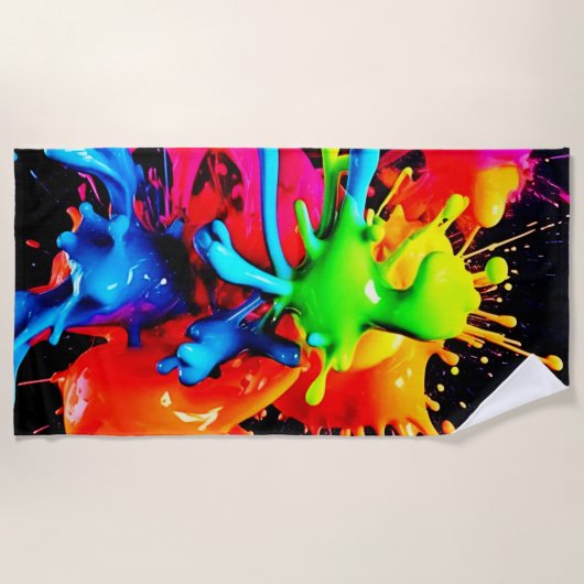 スプラッカラフルシュ抽象芸術 ビーチタオル (正面)