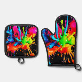 スプラッカラフルシュ抽象芸術 鍋つかみ&鍋敷きセット (正面)