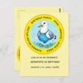 スプラッシュおもしろいシーガルサマープールパーティー ポストカード (正面/裏面)