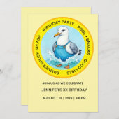 スプラッシュおもしろいシーガルサマープールパーティー 招待状 (正面/裏面)