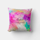 スプラッシュかわいらしカラフルモノグラム クッション (正面)