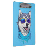 スプラッシュでサングラスをかぶったハスキーよくはしゃぐ犬 クリップボード (右)