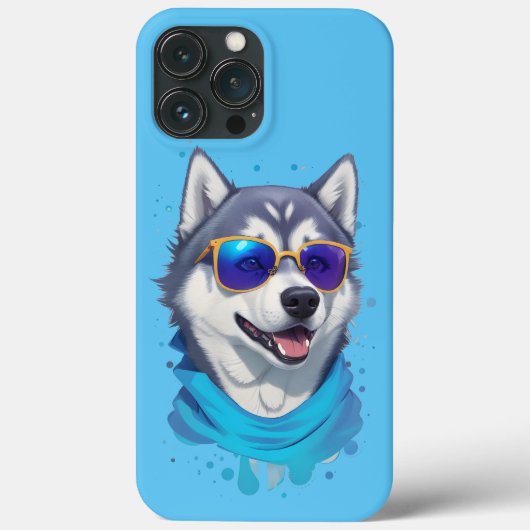 スプラッシュでサングラスをかぶったハスキーよくはしゃぐ犬 Case-Mate iPhoneケース (裏面)