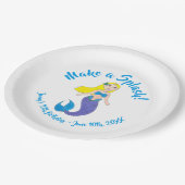 スプラッシュで泳ぐ人魚の誕生日パーティー ペーパープレート (アングル)