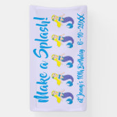 スプラッシュで泳ぐ人魚の誕生日パーティー 横断幕 (縦)